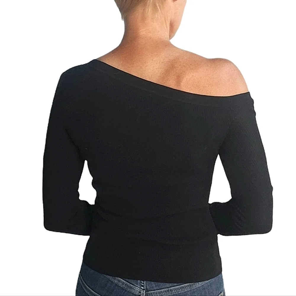 ❤️SPECIAL❤️A.L.C. Black Longsleeve Top With Asymmetrical Neckline - Picture 5 of 10